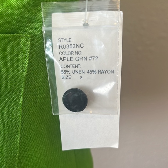NWT Rafaella Lime Green Linen Blend Shoulder Pad Jacket Size 8 - Picture 3 of 7